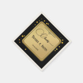 クラシック黒金ゴールド紙吹雪 スタンダードカクテルナプキン (角)