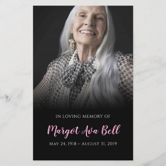 クラシック黒・ピンクのメモリアルカード | 5.5 x 8.5インチ (正面)