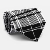 クラシック黒、白、灰色のタータンチェック格子縞 ネクタイ (ロール)