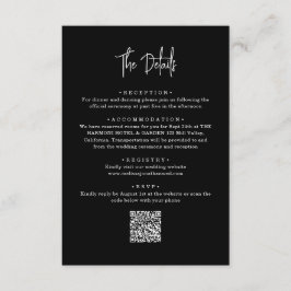 クラシック黒QRコード手書きスクリプ結婚ト エンクロージャーカード