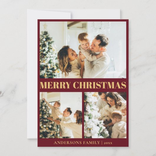 クラシック1フォトタイポグラフィメリークリスマス シーズンカード (正面)