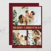 クラシック1フォトタイポグラフィメリークリスマス シーズンカード (正面/裏面)