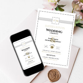 クラシック1結婚Invフォーマルでモノグラムの白すべて 招待状