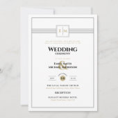 クラシック1結婚Invフォーマルでモノグラムの白すべて 招待状 (正面)