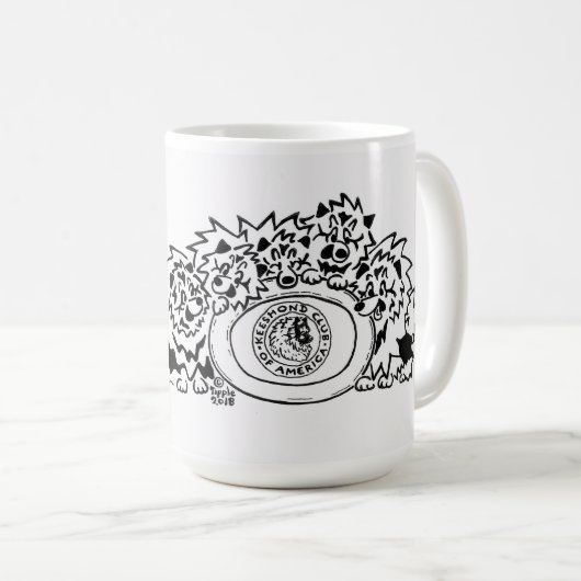 クラシック15のoz。 KCAのアートワークが付いているマグ コーヒーマグカップ (正面右)