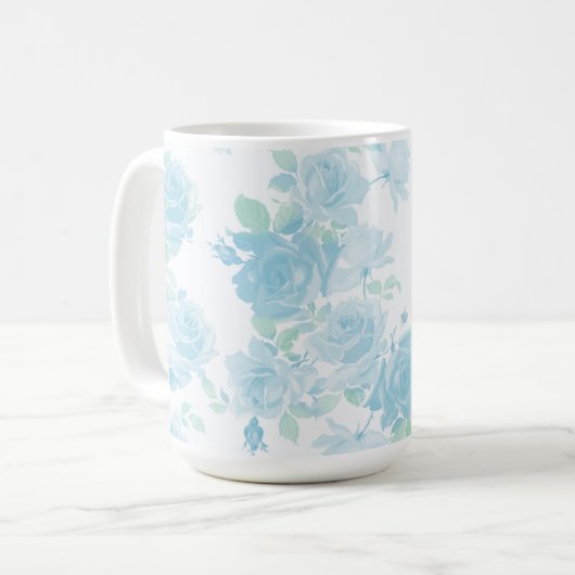 クラシック15oz Mug in Elzbieta aqua basil コーヒーマグカップ (正面左)