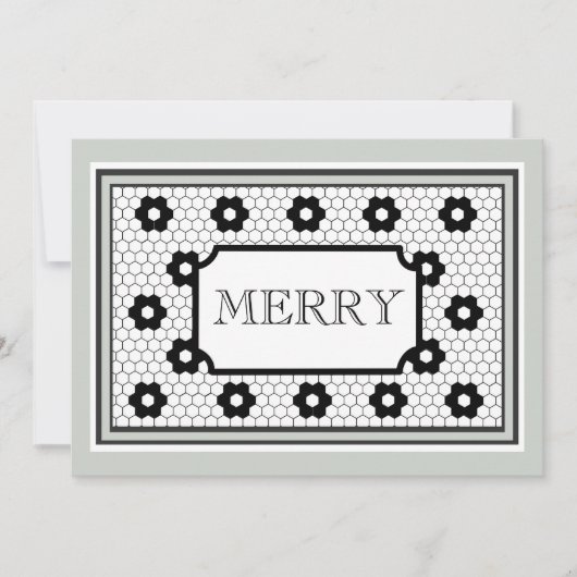 クラシック16進タイルデザインメリーホリデーカード シーズンカード (正面)