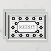 クラシック16進タイルデザインメリーホリデーカード シーズンカード (正面/裏面)