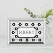 クラシック16進タイルデザインメリーホリデーカード シーズンカード (スタンド正面)
