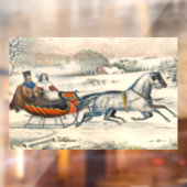 クラシック1853年 クリスマスの雪の道 カーアー&アイヴス 冬の風景 ウィンドウサイン (シート2)