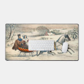 クラシック1853年 クリスマスの雪の道 カーアー&アイヴス 冬の風景 デスクマット (キーボード&マウス)