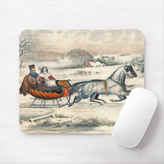 クラシック1853年 クリスマスの雪の道 カーアー&アイヴス 冬の風景 マウスパッド (マウス)