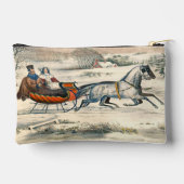 クラシック1853年 雪の中の馬車 Currier Ives ロード ウィンター アクセサリーポーチ (裏面)