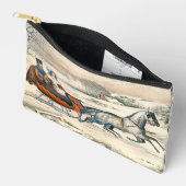 クラシック1853年 雪の中の馬車 Currier Ives ロード ウィンター アクセサリーポーチ (見開き)