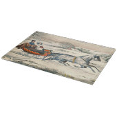 クラシック1853年 雪の中の馬車 Currier Ives ロード ウィンター カッティングボード (角)