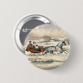 クラシック1853年 雪の中の馬車 Currier Ives ロード ウィンター 缶バッジ (正面&裏面)
