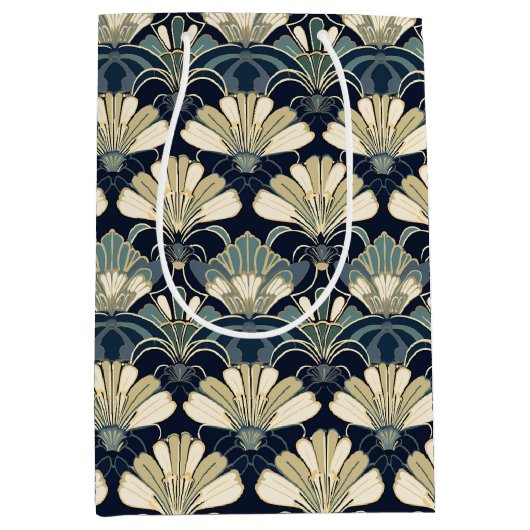 クラシック1920年代のインスパイアアールデコファンのモチーフ ミディアムペーパーバッグ (正面)