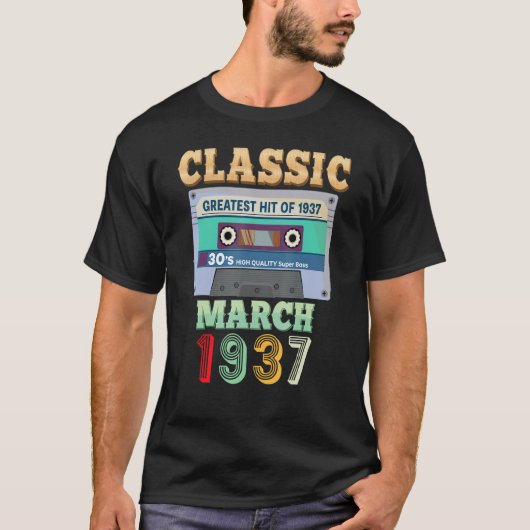 クラシック1937年3月85日誕生日85歳キャス Tシャツ (正面)