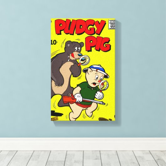 クラシック1940のPudgy Pig Canvas Print キャンバスプリント (インサイチュ (ウッドフロア))