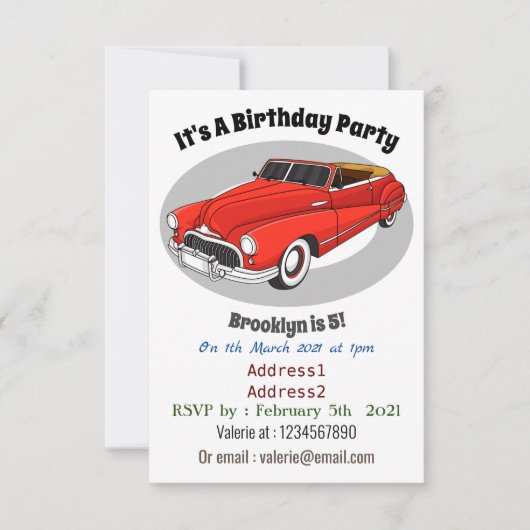 クラシック1948年自動車 招待状 (正面)