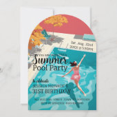 クラシック1950のスタイルプールパーティー誕生日 招待状 (正面)