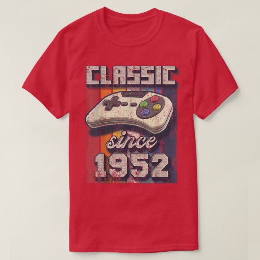 クラシック1952 70th誕生日レトロビデオゲームコントロール tシャツ (デザイン正面)