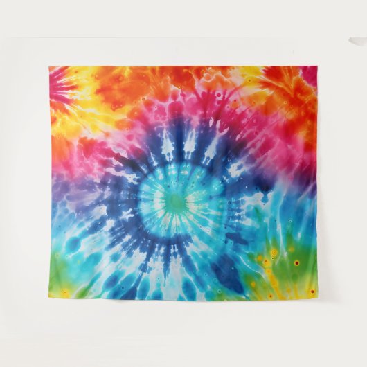 クラシック1960sレインボー絞り染めスタイル タペストリー (正面(横))