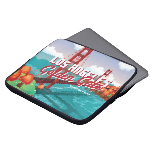 クラシック1980s L.Aゴールデンゲートビデオゲームボックスアート ラップトップスリーブ (正面上部)