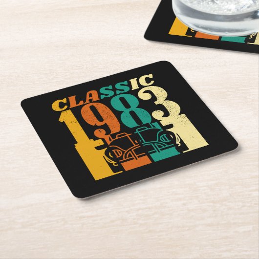 クラシック1983 42番目の誕生日 スクエアペーパーコースター (アングル)