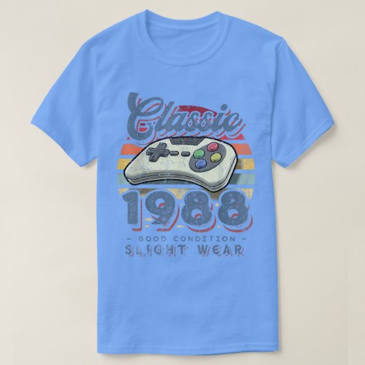クラシック1988 34th誕生日レトロビデオゲームコントロール tシャツ (デザイン正面)