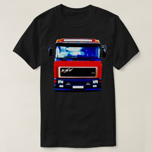 クラシック1990s ERF Eトラック高コントラスト赤 Tシャツ (デザイン正面)