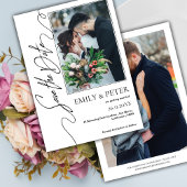 クラシック2エレガント写真結婚式の日付を保存 セーブザデート