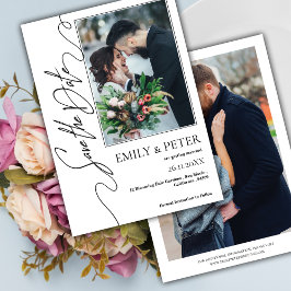 クラシック2エレガント写真結婚式の日付を保存 セーブザデート