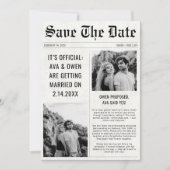 クラシック2モダン写真結婚新聞スタイル セーブザデート (正面)