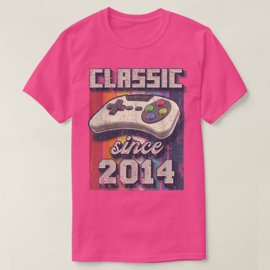 クラシック2014第8誕生日レトロビデオゲーム制御 Tシャツ (デザイン正面)