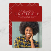 クラシック2025年エレガント赤卒業クラス 案内状 (正面/裏面)