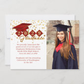 クラシック2 フォト 卒業式 赤と金 案内状 (正面)