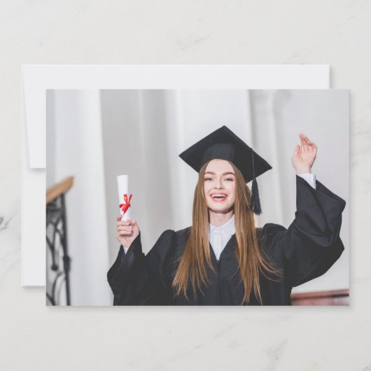 クラシック2 フォト 卒業式 赤と金 案内状 (裏面)