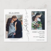 クラシック3エレガント写真結婚式の日付を保存 案内ポストカード (正面)