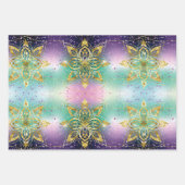 クラシック3カラーホリデースノーフレークスクリスマスクラップ ラッピングペーパーシート (正面2)