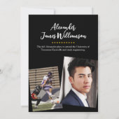 クラシック3シンプル枚の写真の卒業発表 案内状 (裏面)