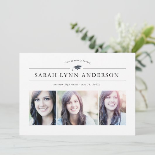 クラシック3フォト卒業パーティー招待状 招待状 (スタンド正面)