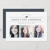 クラシック3フォト卒業パーティー招待状 招待状 (正面/裏面)