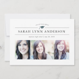 クラシック3枚写真卒業式招待状 招待状