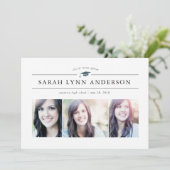 クラシック3枚写真卒業式招待状 招待状 (スタンド正面)