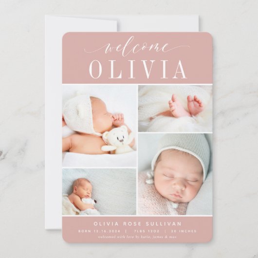 クラシック4 |フォトコラージュ誕生 案内状 (正面)