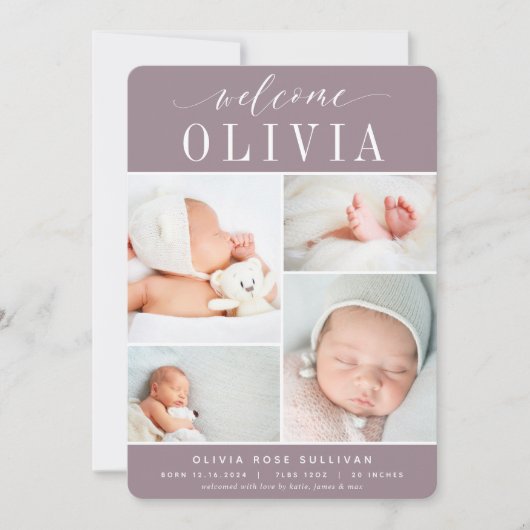 クラシック4 |フォトコラージュ誕生 案内状 (正面)