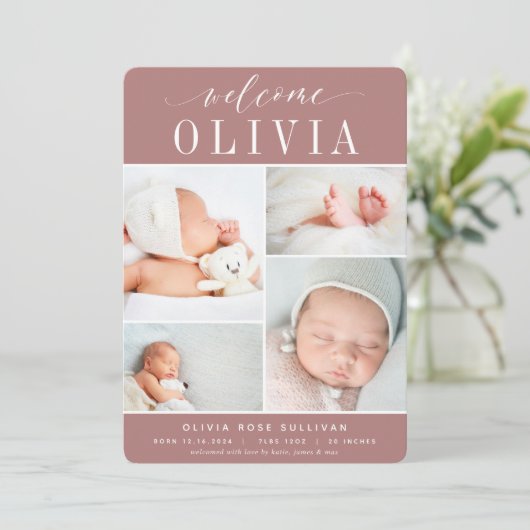 クラシック4 |フォトコラージュ誕生 案内状 (スタンド正面)