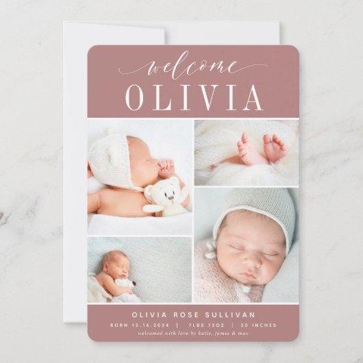 クラシック4 |フォトコラージュ誕生 案内状 (正面)