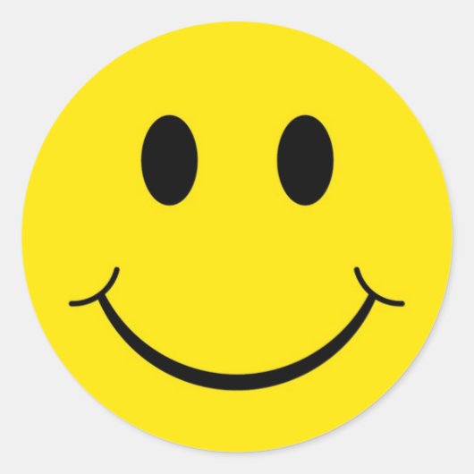 クラシック70ズイエローハッピー顔 ラウンドシール (正面)